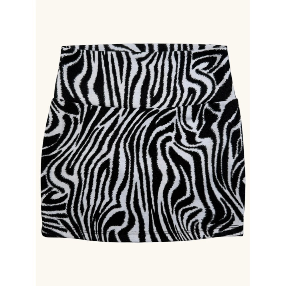 Wet Seal Zebra Print Mini Skirt Black White High Waist Bodycon Y2K Small D114